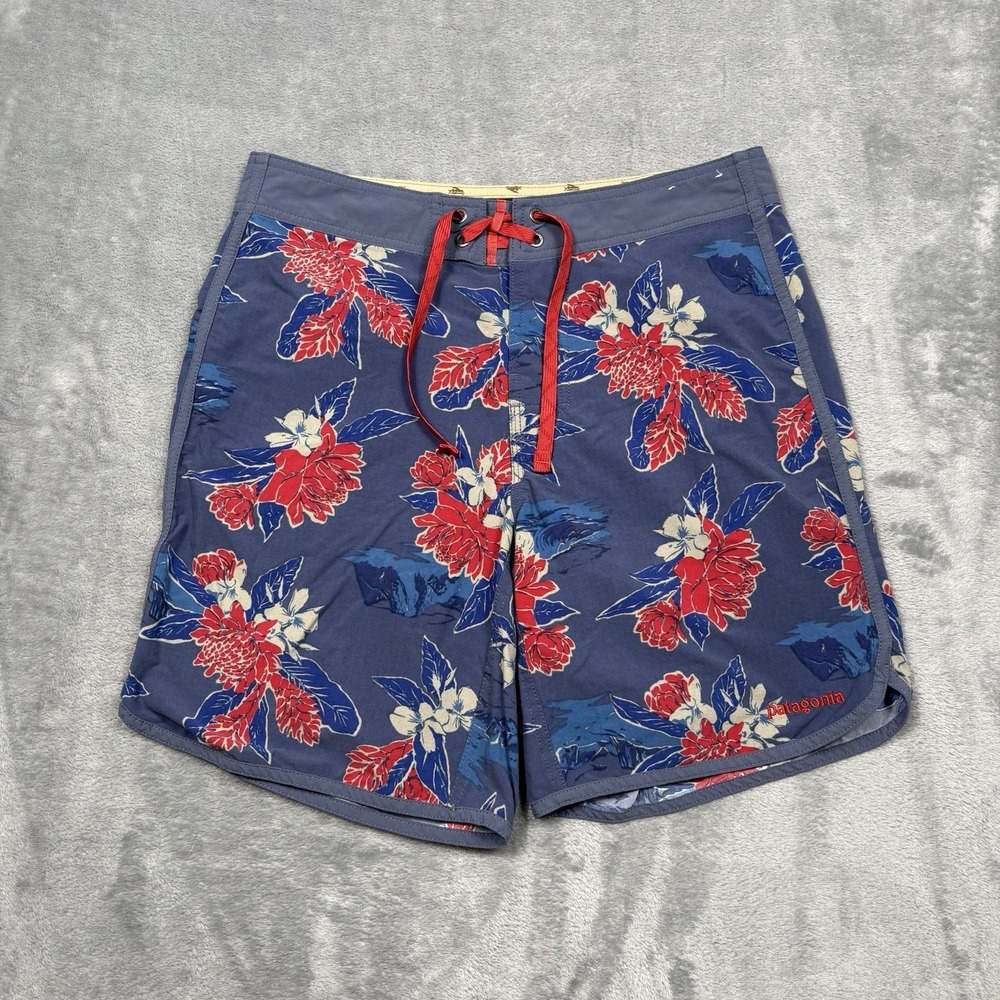 Patagonia Wavefarer Board Shorts Mens 30 Scallop Hem Nylon Floral Trunks 86731